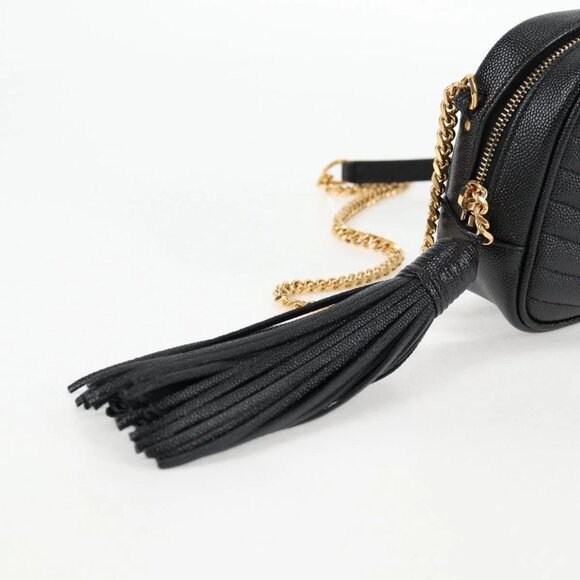 SAINT LAURENT Chain Lou Mini Shoulder Bag Leather Black Gold Auth yk18547A - Picture 8 of 16